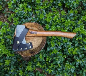 Camp Axe 14" Camping Hatchet with Handmade Leather Sheath