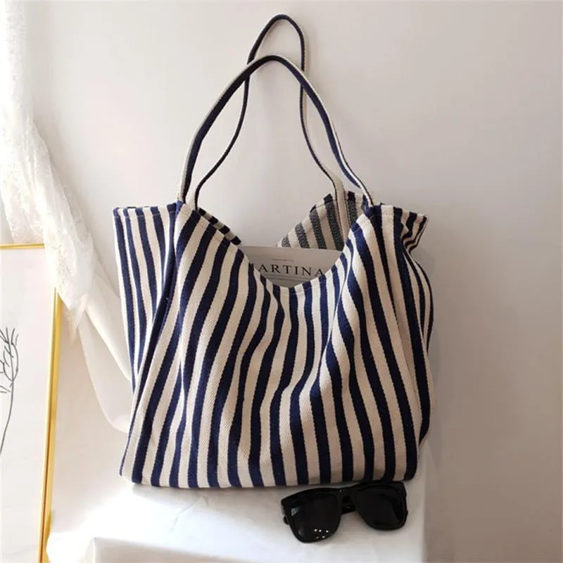 Canvas Shoulder Purse Casual Tote Bag Hobo Women Foldable Shoulder Handbag for Beach Picnic Vacation Shopping Blue