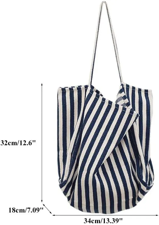 Canvas Shoulder Purse Casual Tote Bag Hobo Women Foldable Shoulder Handbag for Beach Picnic Vacation Shopping Blue