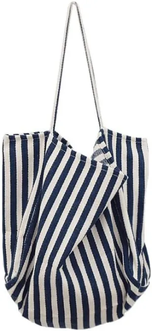 Canvas Shoulder Purse Casual Tote Bag Hobo Women Foldable Shoulder Handbag for Beach Picnic Vacation Shopping Blue