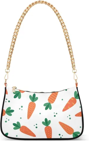 Cartoon Carrots with Ornament Shoulder Bags for Women, Mini Small Shoulder Purses for Ladies Handbags Clutch Trendy Purses for Girls