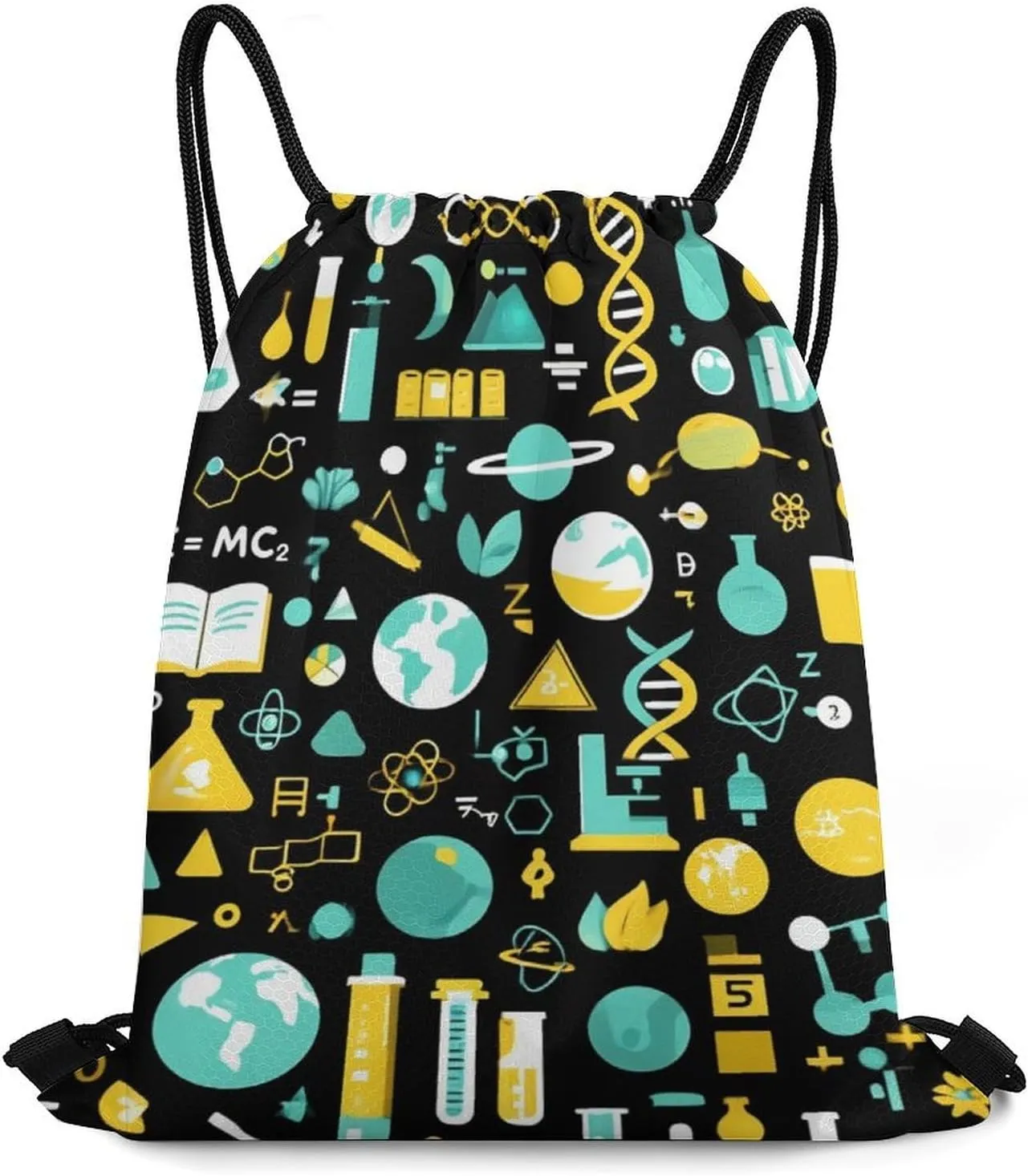 Casual Backpack Shoulder Bag, Science Math Physical Chemical Biology Waterproof Drawstring Bag Large Capacity Sack Bags Durable Sports Gym Bags for Women and Men