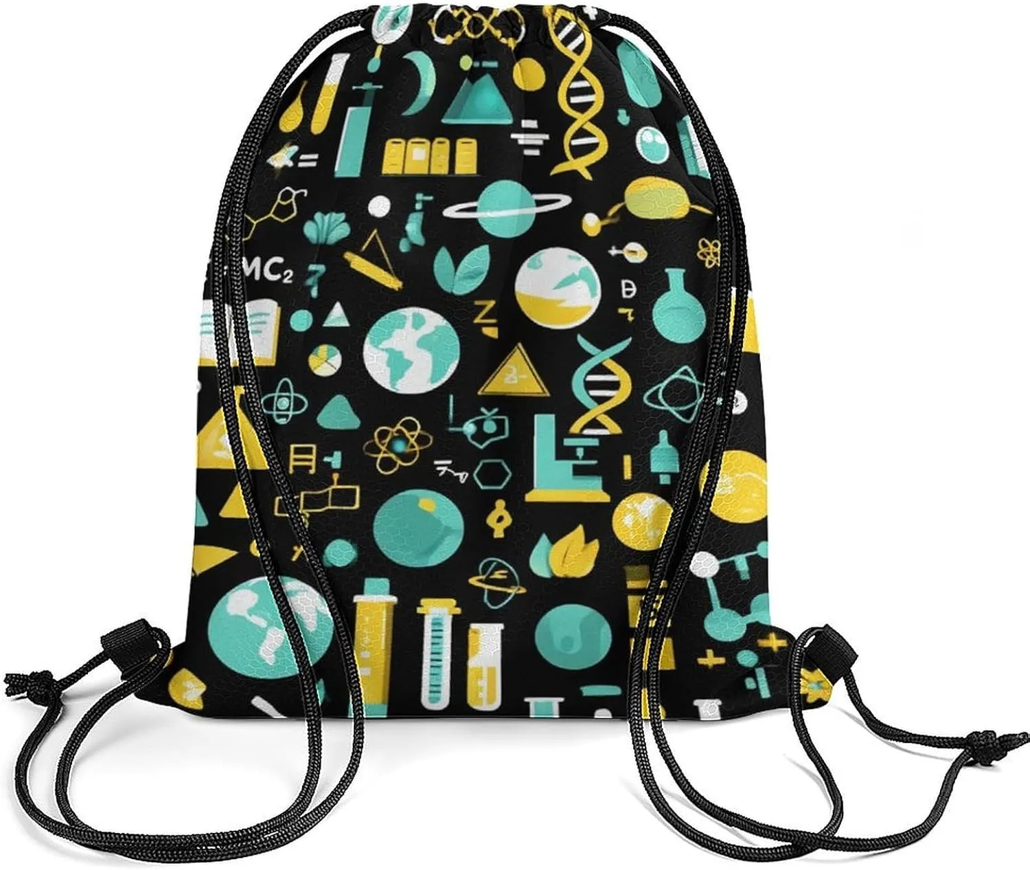 Casual Backpack Shoulder Bag, Science Math Physical Chemical Biology Waterproof Drawstring Bag Large Capacity Sack Bags Durable Sports Gym Bags for Women and Men