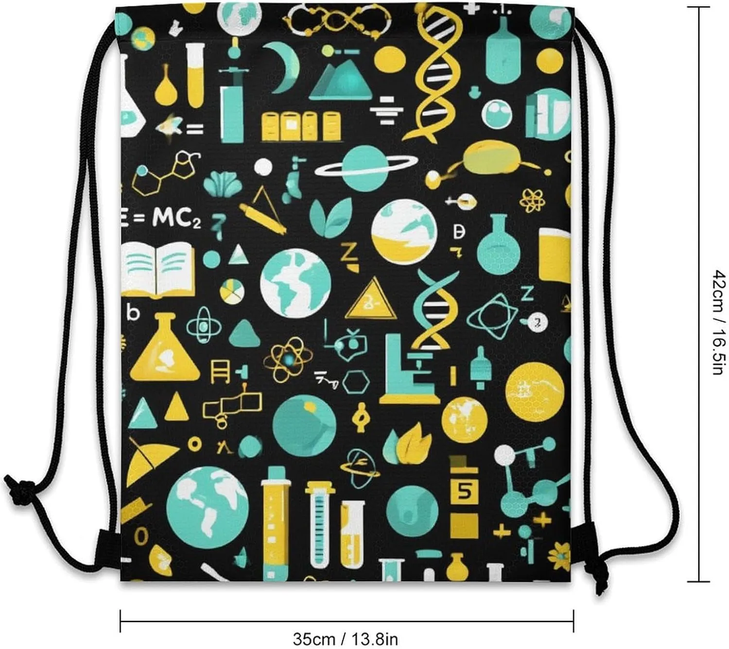 Casual Backpack Shoulder Bag, Science Math Physical Chemical Biology Waterproof Drawstring Bag Large Capacity Sack Bags Durable Sports Gym Bags for Women and Men