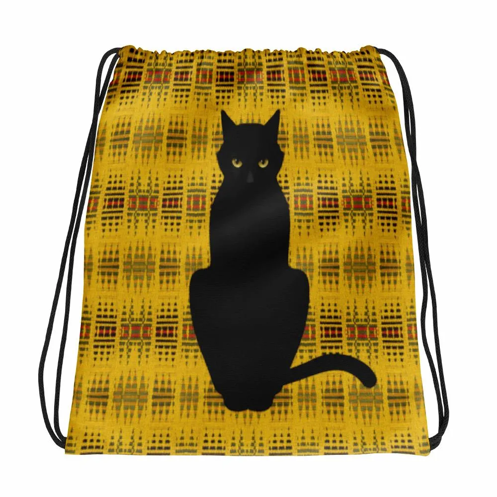 Cat Noir Panther 'Yellow Savanna' Drawstring bag