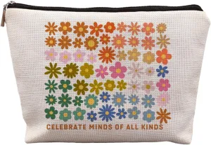 Celebrate Minds of All Kinds Mental Health Makeup Bags for Women, Neurodiversity Autism Awareness Acceptance Gift, Mental Health Gifts, SPED Special Education Teacher Cosmetic Bags