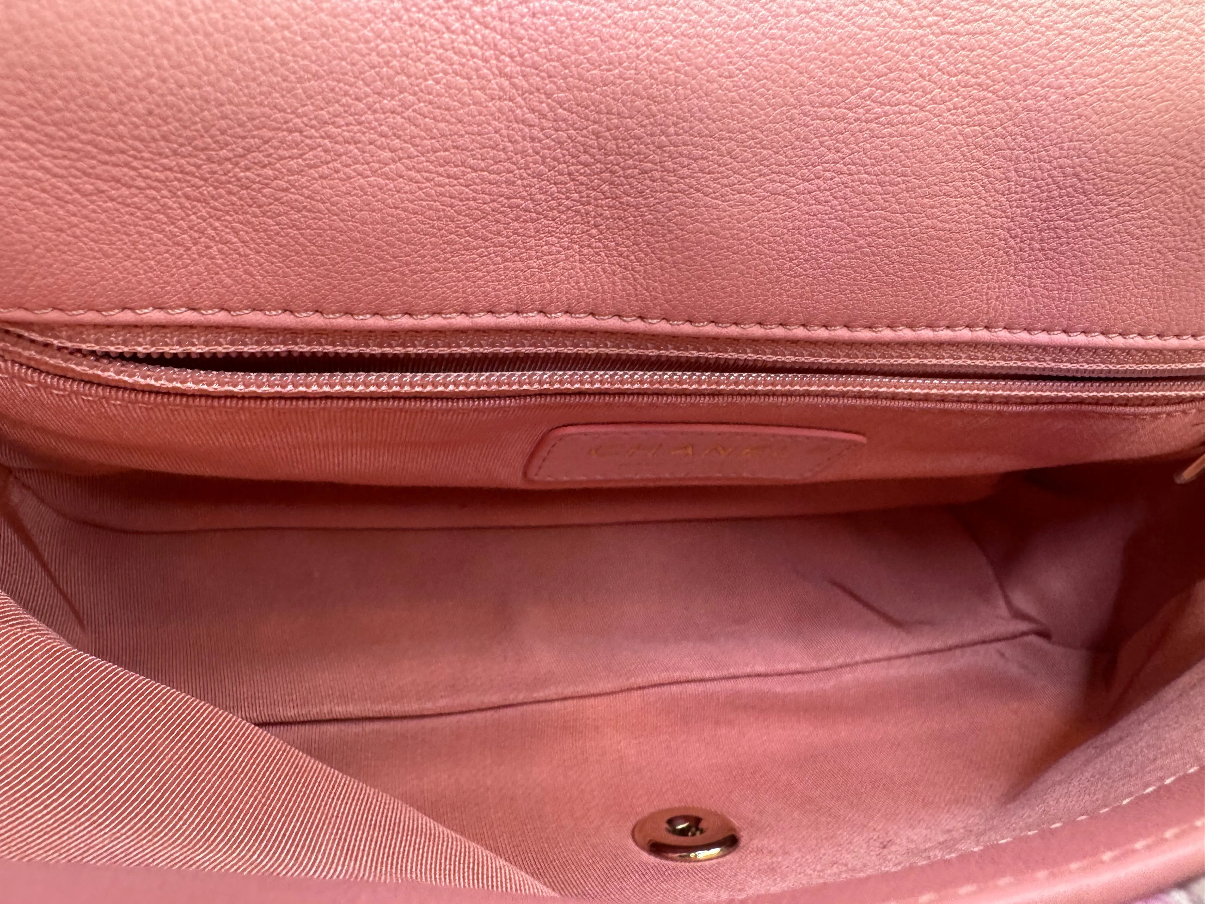 Chanel Pearl Handled Tweed Medium Flap Bag