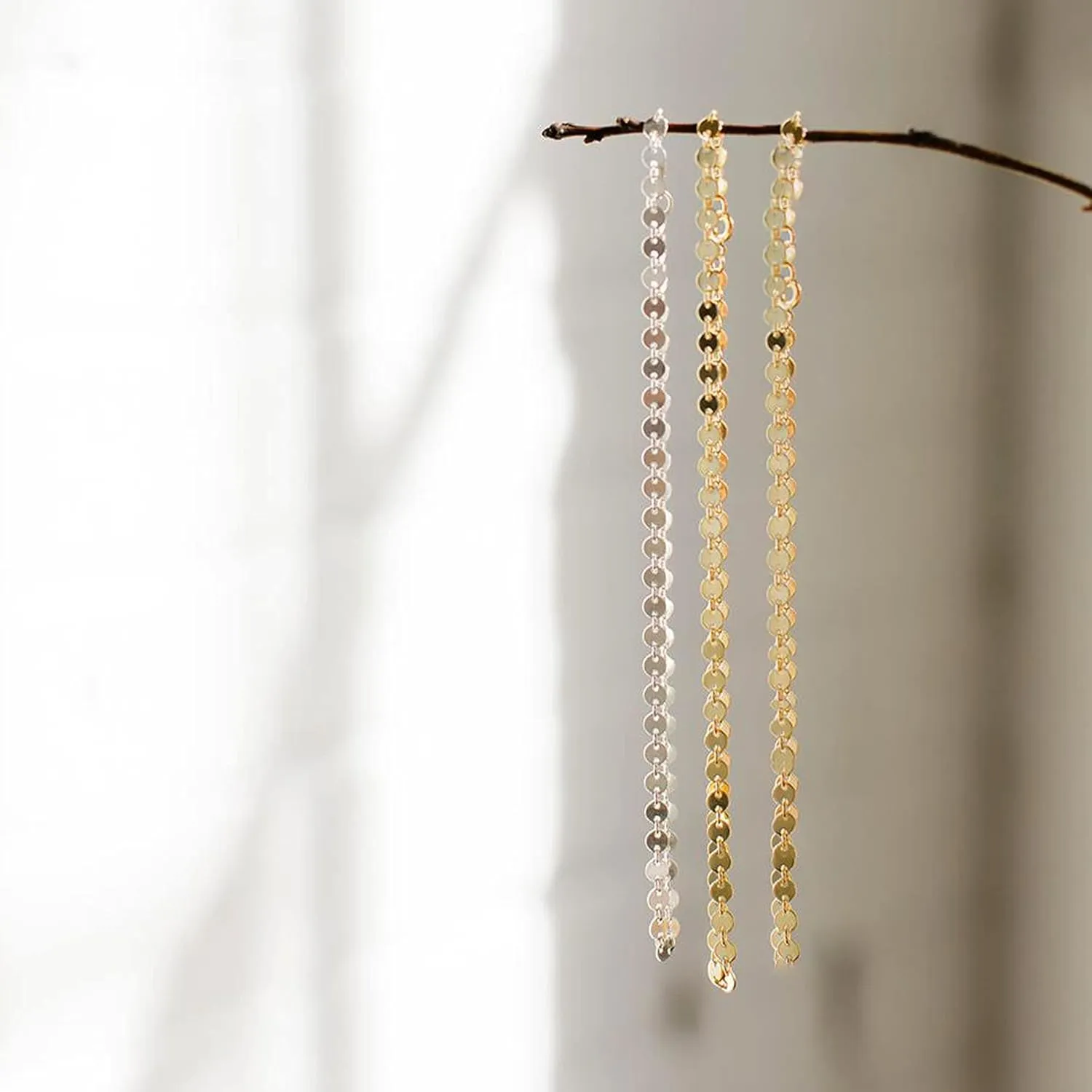 CHESKY Dainty Gold Necklace for Women, Trendy 14k Gold Plated/Sterling Silver Satellite Choker Necklace Thin Beaded Layered Choker Necklaces Discs Paperclip Chain Necklaces Womens Simple Jewelry Gift