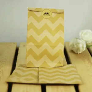 Chevron Kraft Paper Treat Bags - 10 Pcs