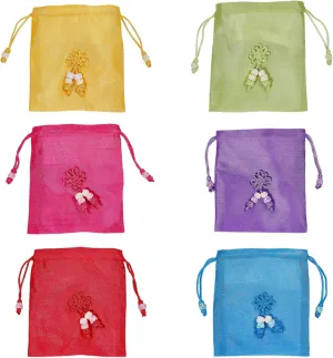 CHGCRAFT 6Pcs 6 Colors Traditional Korean Pouch Embroidered Drawstring Bags Rectangle Cloth Packing Pouches for Wedding Candy Jewelry Bags