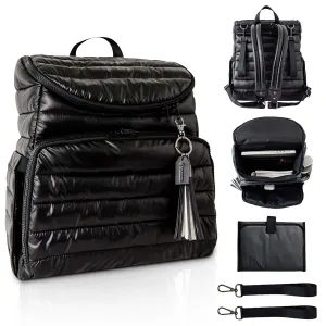 Citi Collective Gallery Diaper Bag Backpack - Casual Day-to-Day Backpack Fits 15" Laptop - Travel Bag with Multiple Compartments, Pockets, Portable Changing Pad, and Shoulder Strap-Black