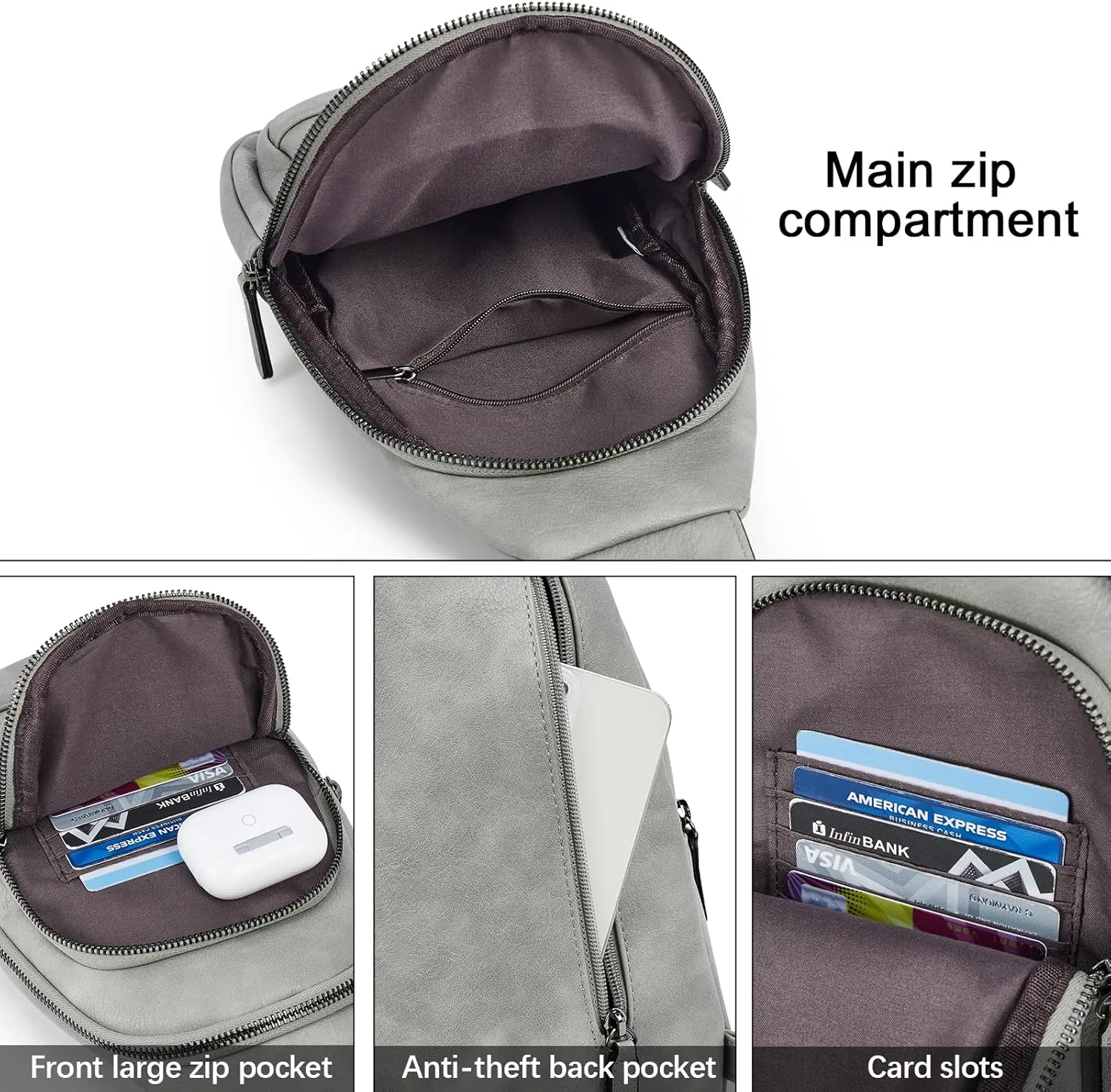 CLUCI Crossbody Bags for Women - Sling Backpack Travel Bag in Leather