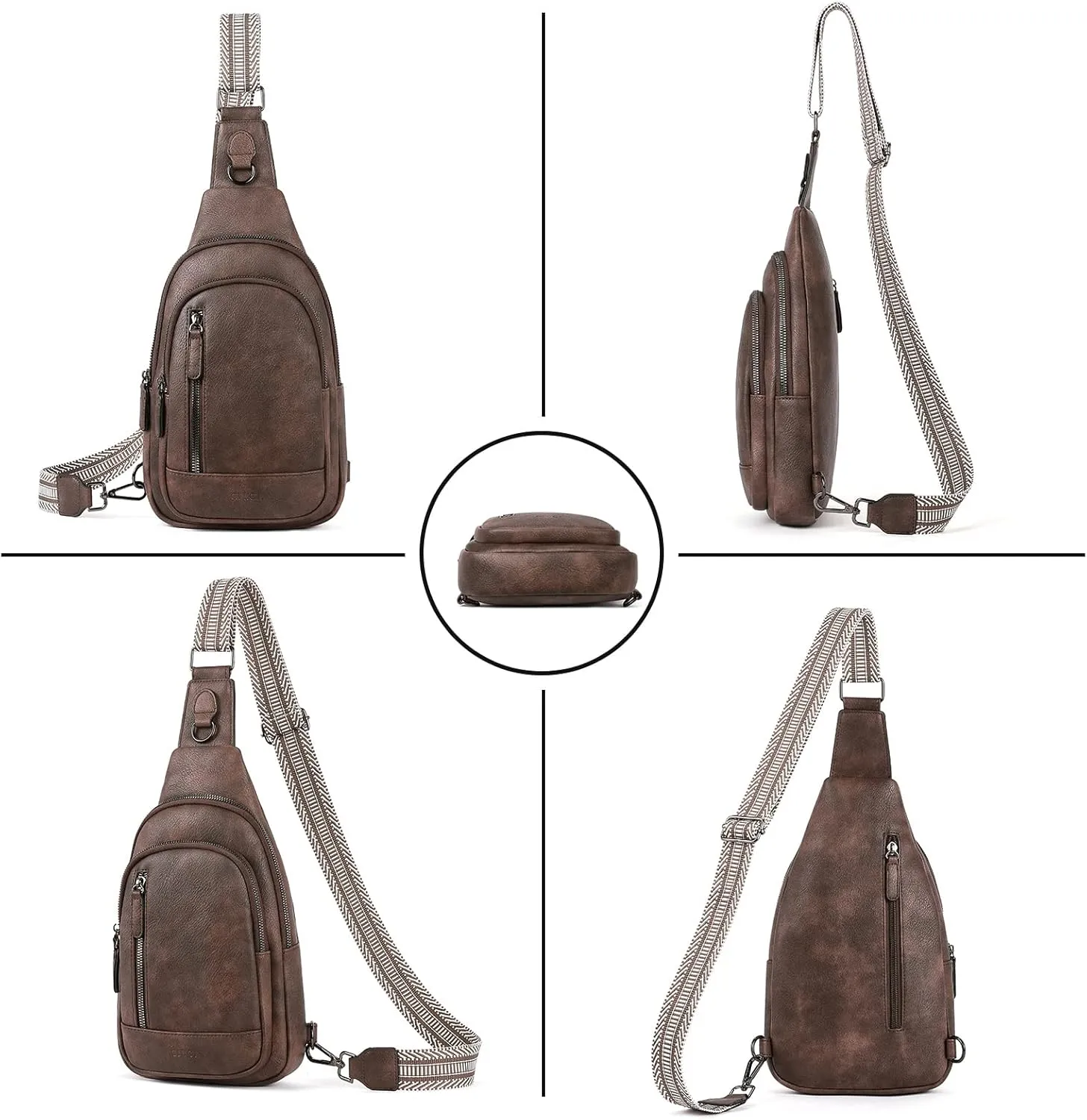 CLUCI Crossbody Bags for Women - Sling Backpack Travel Bag in Leather