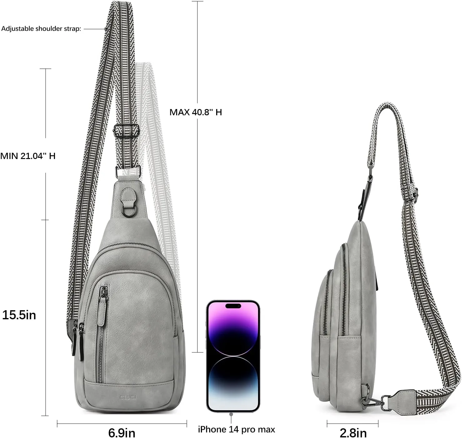 CLUCI Crossbody Bags for Women - Sling Backpack Travel Bag in Leather