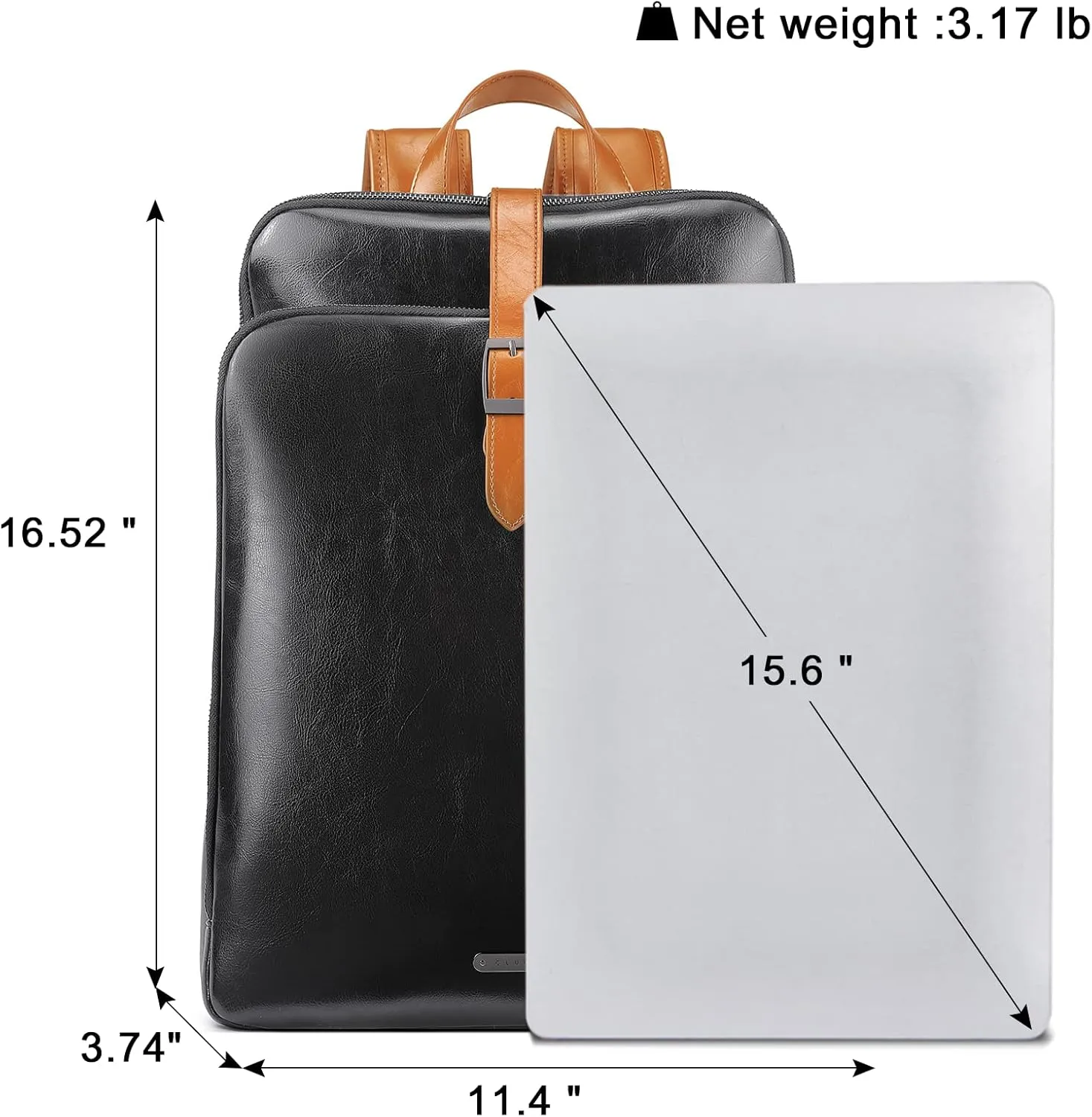 CLUCI Leather Backpack for Women, 15.6 inch Laptop Bag, Large Genuine Work Backpack Travel Back