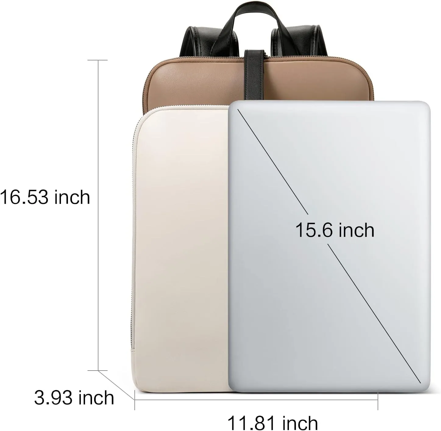 CLUCI Leather Backpack for Women, 15.6 inch Laptop Bag, Large Genuine Work Backpack Travel Back