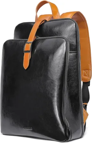 CLUCI Leather Backpack for Women, 15.6 inch Laptop Bag, Large Genuine Work Backpack Travel Back