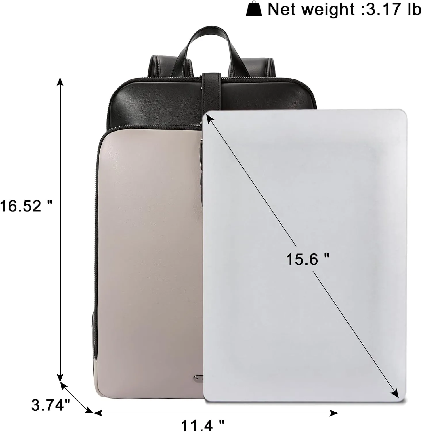 CLUCI Leather Backpack for Women, 15.6 inch Laptop Bag, Large Genuine Work Backpack Travel Back