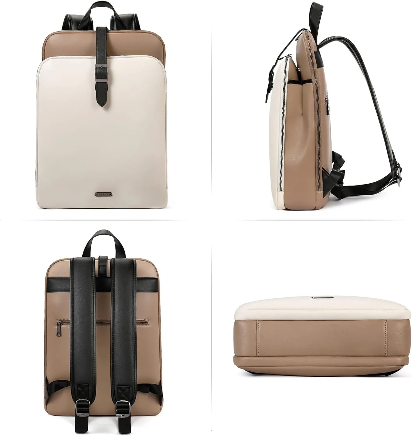 CLUCI Leather Backpack for Women, 15.6 inch Laptop Bag, Large Genuine Work Backpack Travel Back