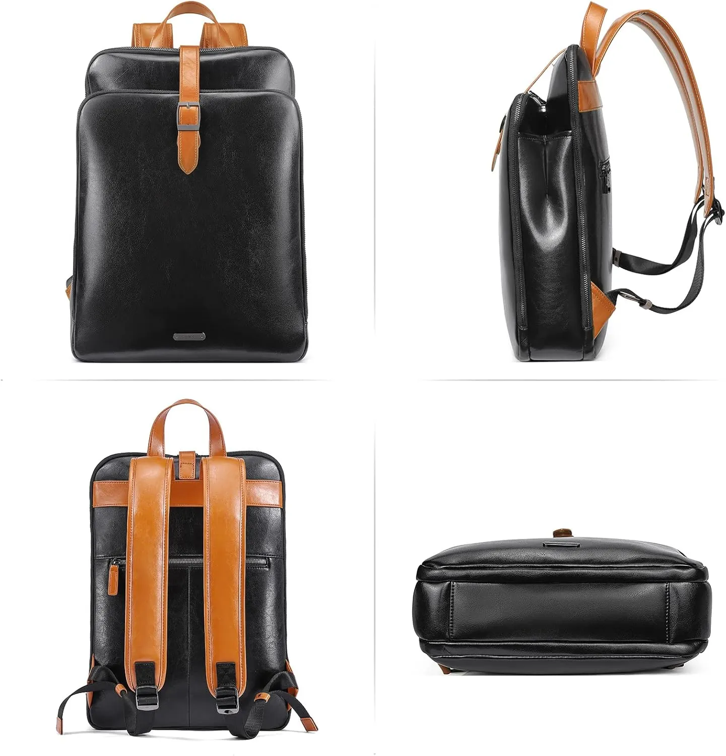 CLUCI Leather Backpack for Women, 15.6 inch Laptop Bag, Large Genuine Work Backpack Travel Back