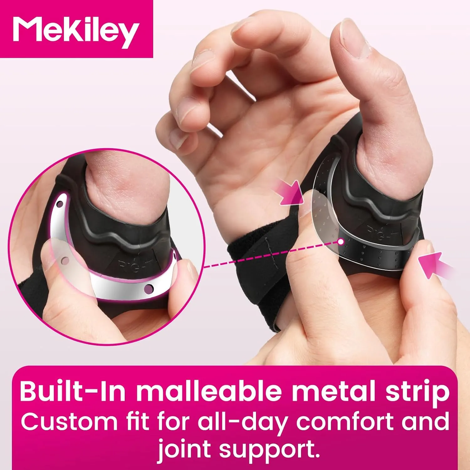 CMC Thumb Support Brace - with Firm Supportive Wrist Strap, Dual Density Thumb Brace Stabilizes CMC Joint, Pain Relief for Osteoarthritis for Women and Men (Black, Right Hand, Medium)