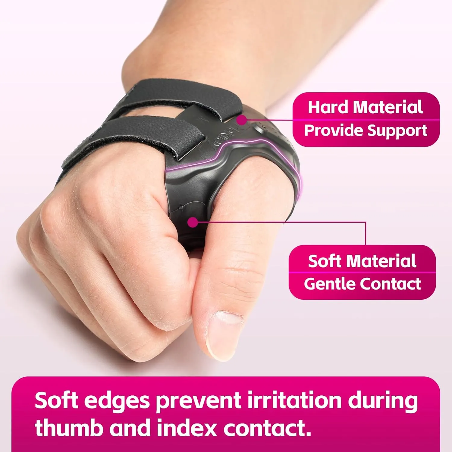 CMC Thumb Support Brace - with Firm Supportive Wrist Strap, Dual Density Thumb Brace Stabilizes CMC Joint, Pain Relief for Osteoarthritis for Women and Men (Black, Right Hand, Medium)