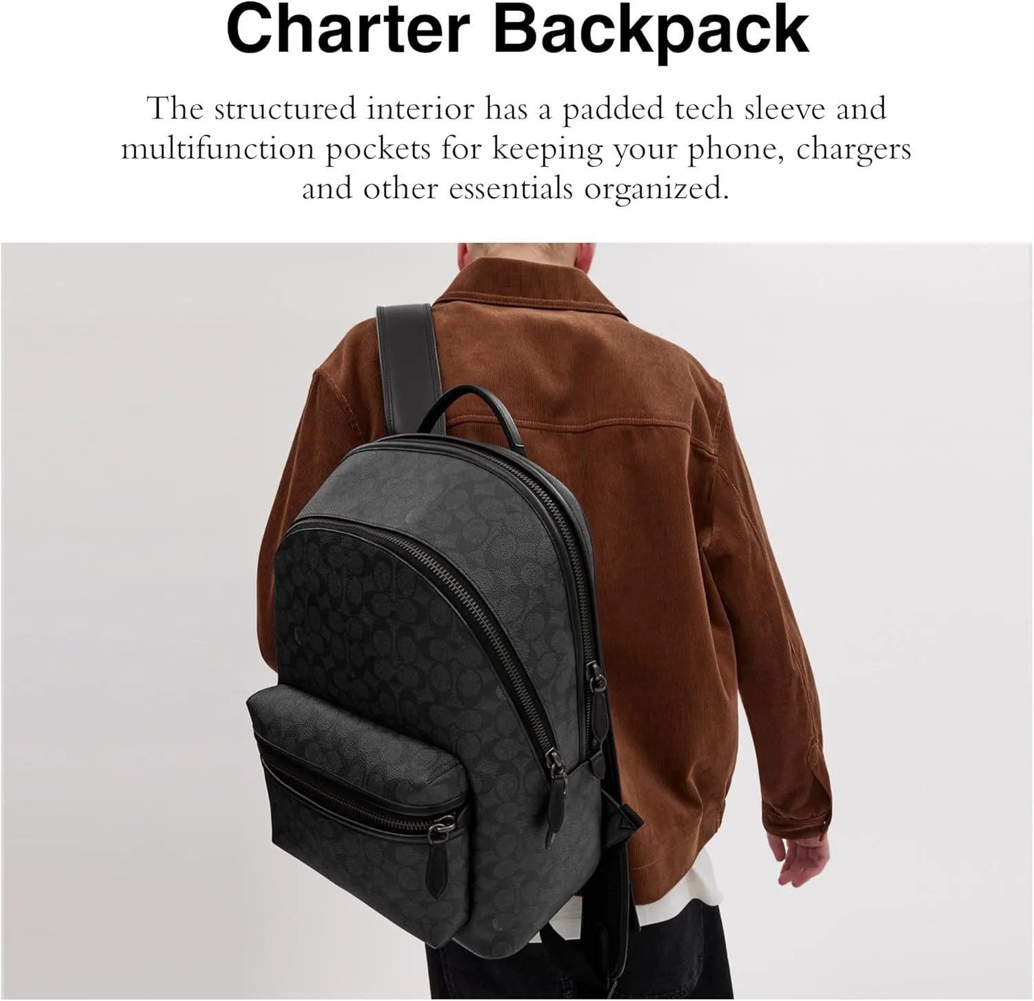 Coach Charter Backpack, Charcoal
