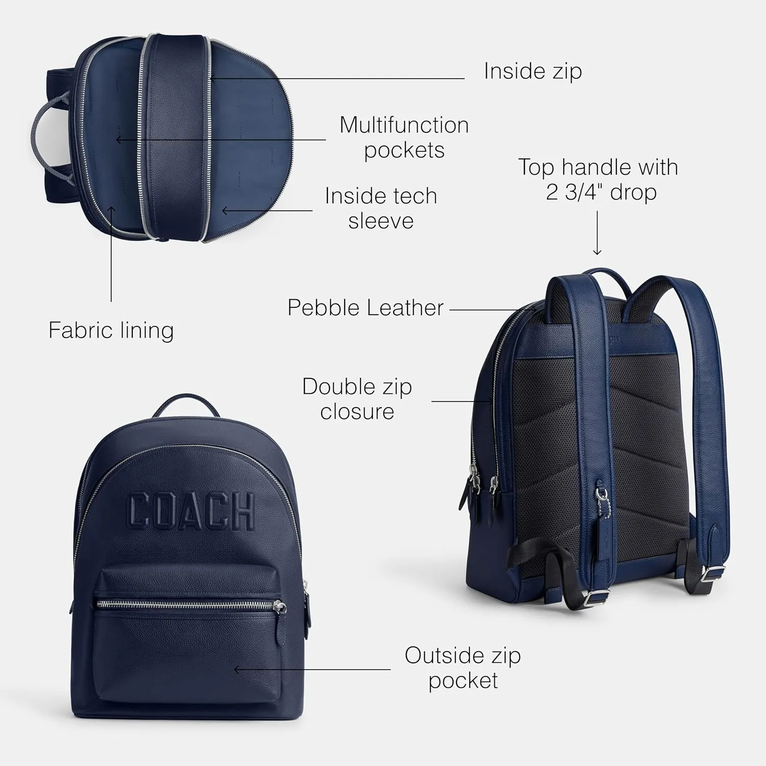 COACH Men's Charter Backpack Graphic, Deep Blue, One Size