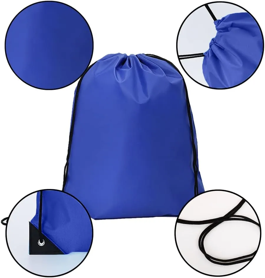 CODOBON 20 Pcs Drawstring Bags, Bulk Draw String Backpack, Cinch Polyester Bag for Gym Sport, Royal Blue