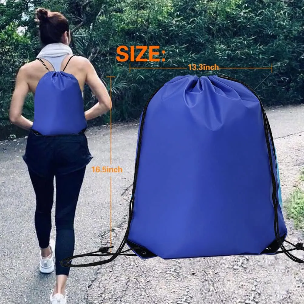 CODOBON 20 Pcs Drawstring Bags, Bulk Draw String Backpack, Cinch Polyester Bag for Gym Sport, Royal Blue