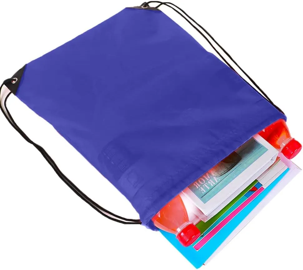 CODOBON 20 Pcs Drawstring Bags, Bulk Draw String Backpack, Cinch Polyester Bag for Gym Sport, Royal Blue