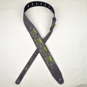 Colonial Leather DSS-ED17 Double Suede Embroidered Strap - Flower & Leaf Brown 2