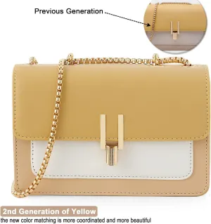 Color-Block Leather Crossbody Bag, Medium Shoulder Purse, Cute Designer Handbag, Stylish Faux Leather Cross Body Bag