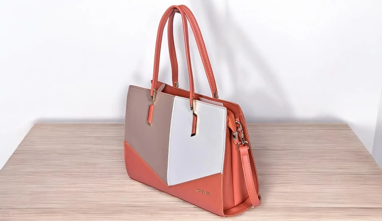 Color Block Tote Bag for Women – Faux Leather Handbag with Top Handles and Shoulder Strap – Stylish Large Purse for Daily Use