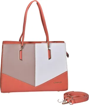 Color Block Tote Bag for Women – Faux Leather Handbag with Top Handles and Shoulder Strap – Stylish Large Purse for Daily Use