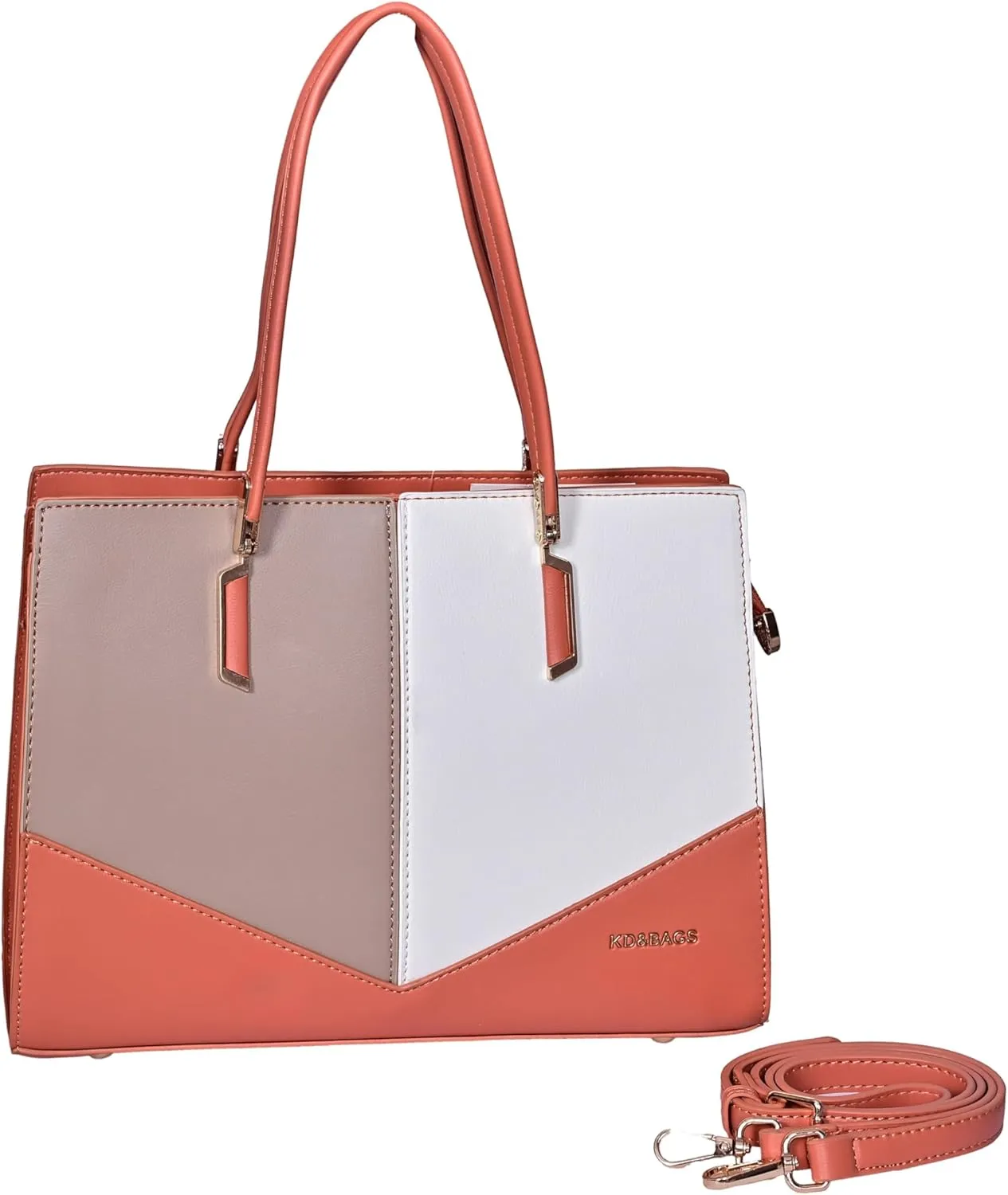 Color Block Tote Bag for Women – Faux Leather Handbag with Top Handles and Shoulder Strap – Stylish Large Purse for Daily Use