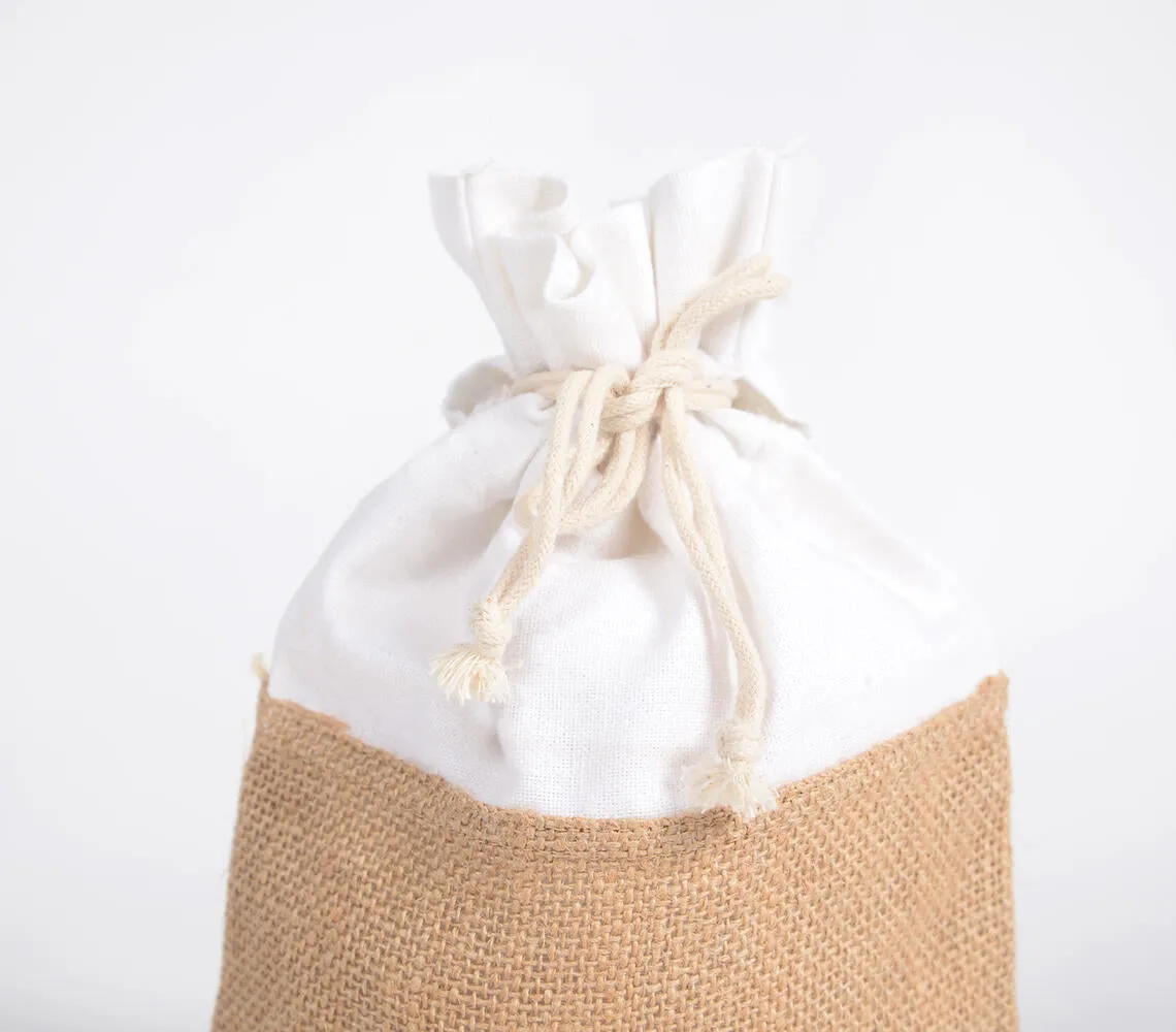 Colorblock Jute Drawstring bags (set of 3)