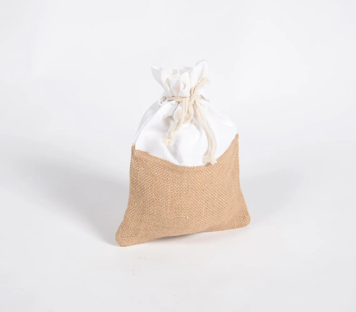 Colorblock Jute Drawstring bags (set of 3)