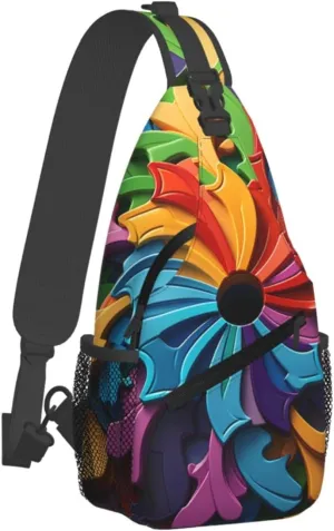 Colorful Irregular Puzzle Sling Bag Crossbody Bag for Women Men Sling Backpack Chest Bag for Hiking Travel