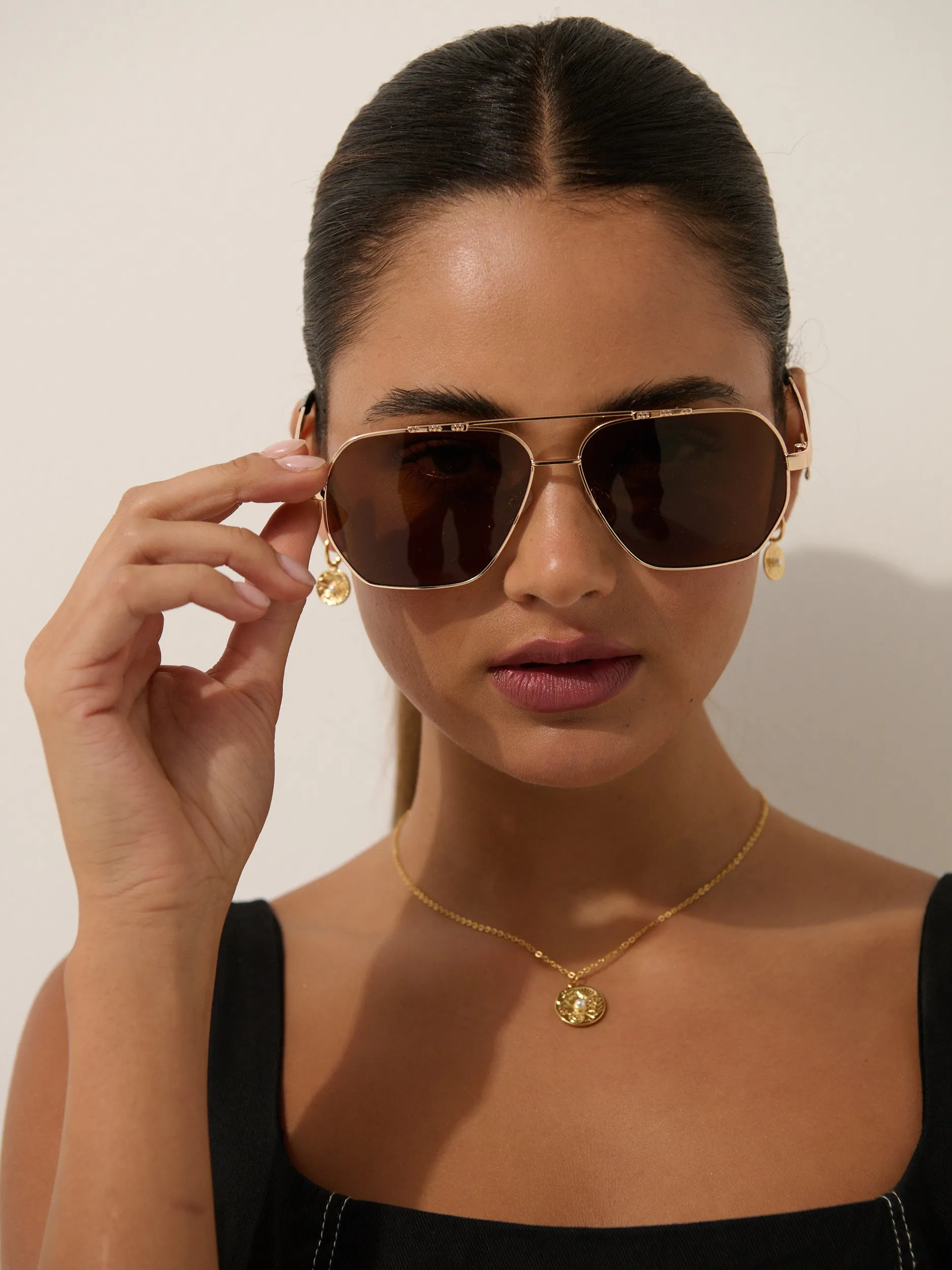 Connell Metal Aviator Sunglasses