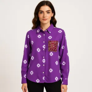 Cotton Bandhini Embellished Shirt