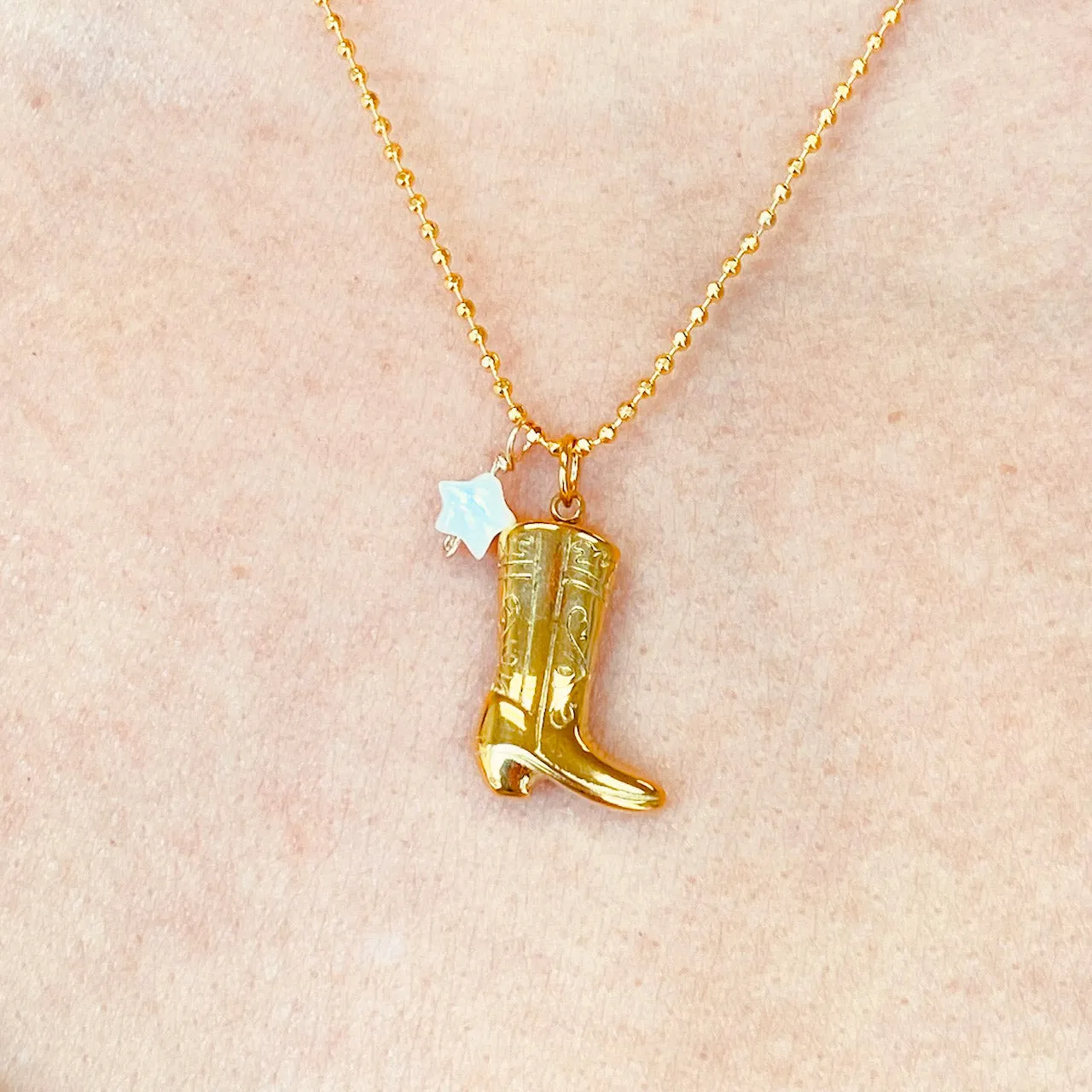 Cowgirl Boot charm & Star Necklace