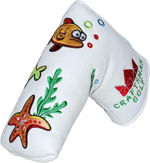 Craftsman Golf Ocean World Fish Crab Seaweed White Blade Putter Cover Headcover Magnetic Closure for Scotty Cameron Taylormade Odyssey Blade Etc.