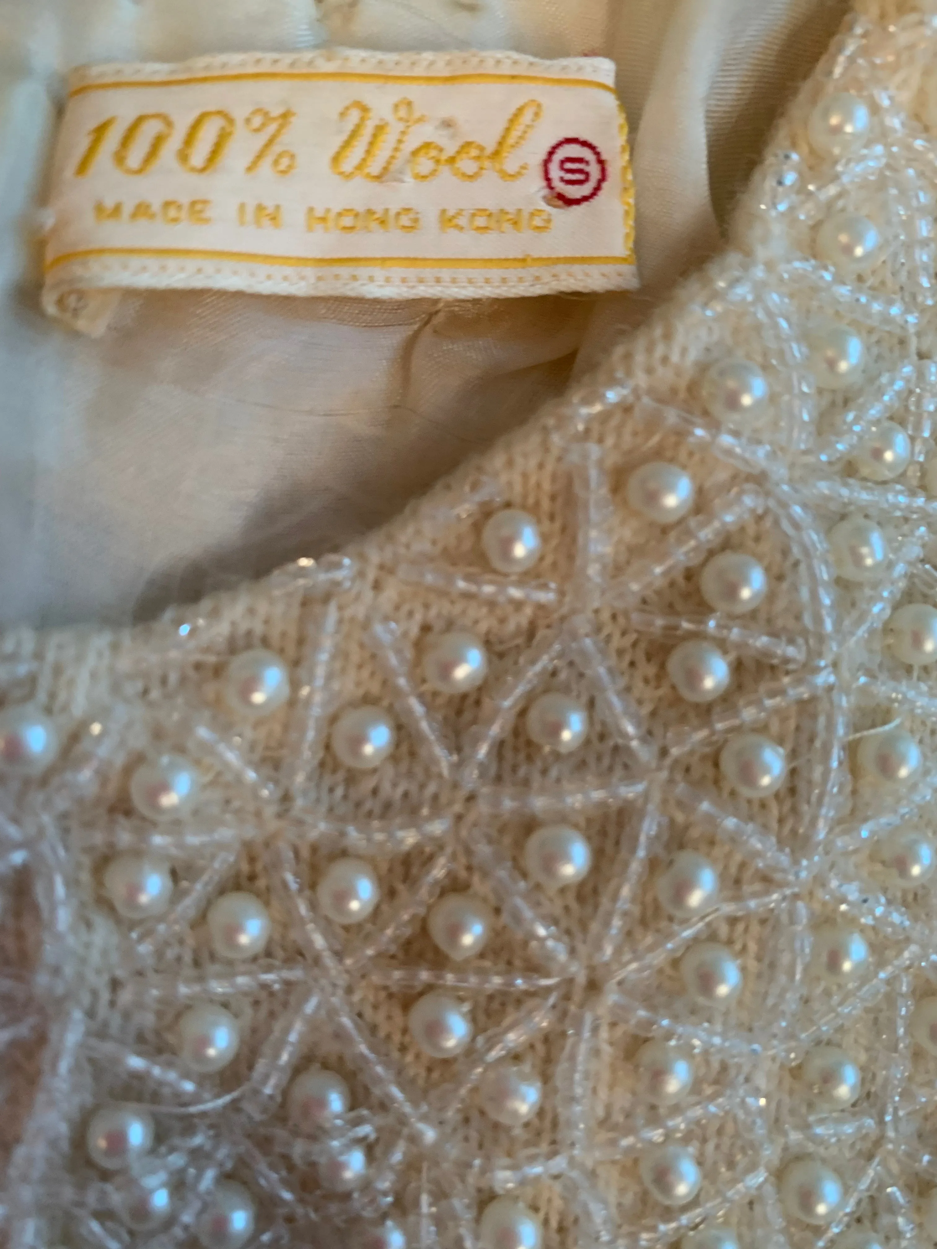 Cream Sequin Beaded Top
