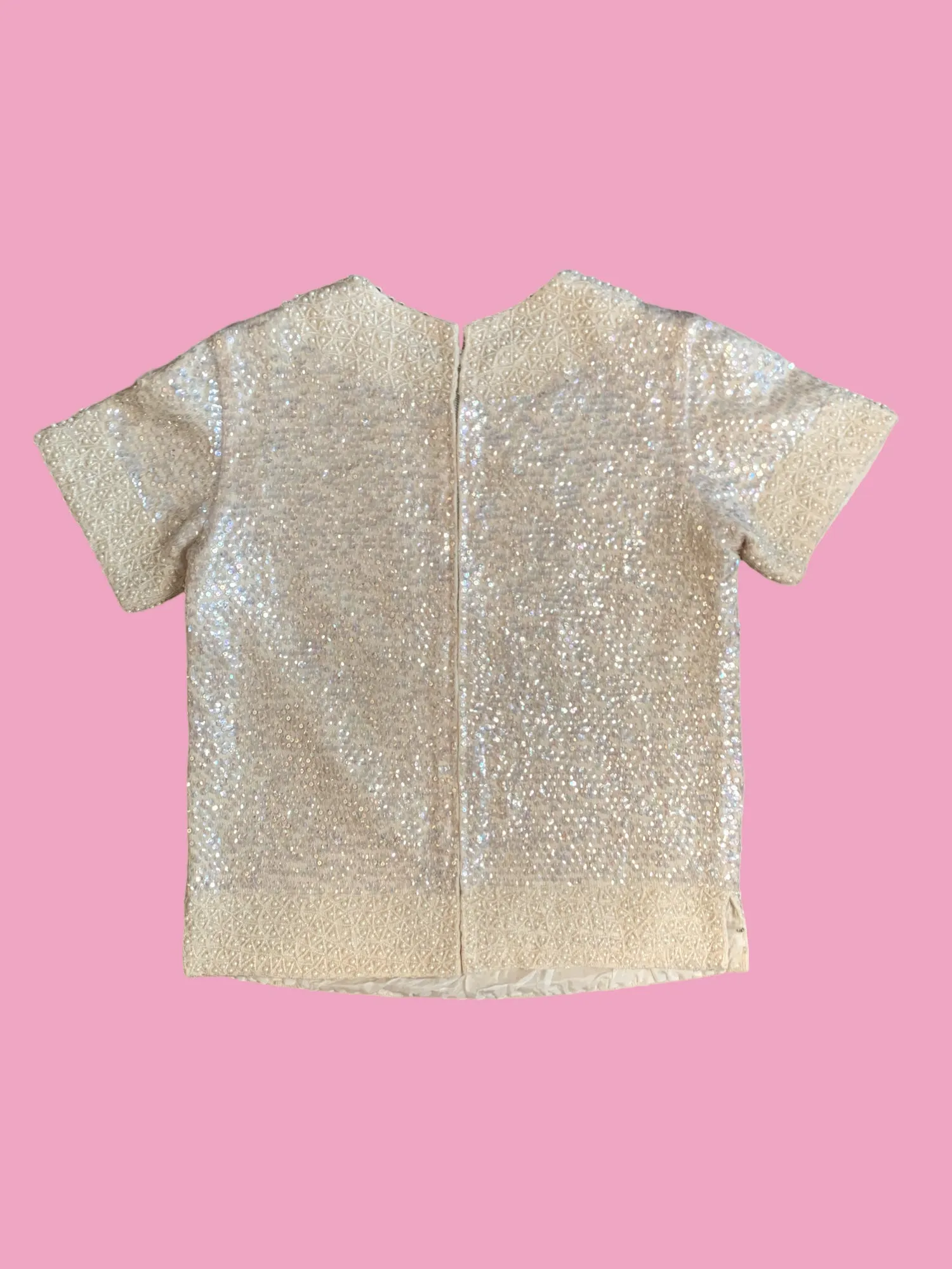 Cream Sequin Beaded Top