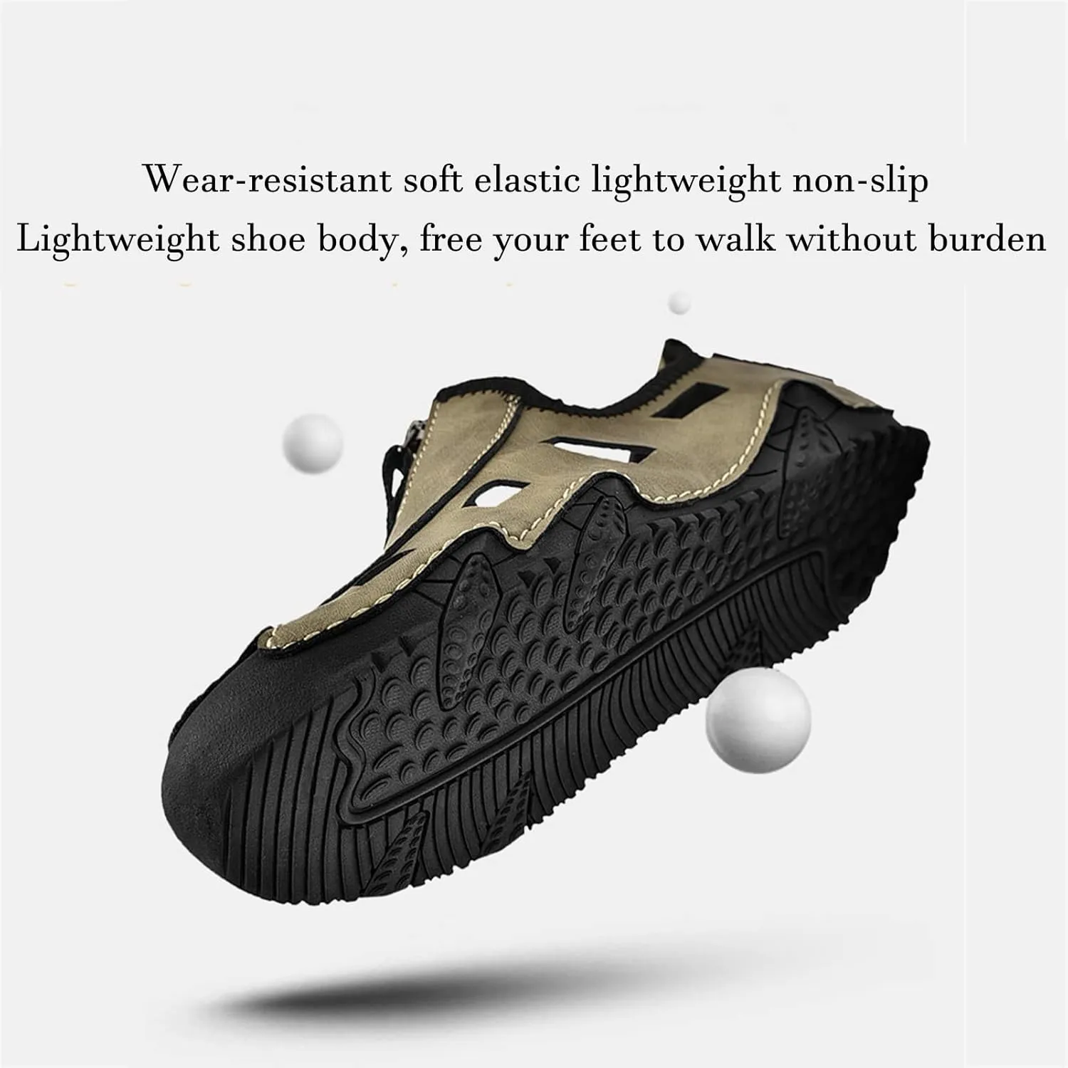 Crepuscute Men's Handmade Cowhide Hollow Out Flat Loafers Slip On Outdoor Breathable Non-Slip Fashion Walking Shoes Summer Beach Causal Sandals