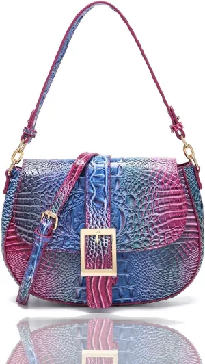 Crocodile Bags for Women Luxury Handbag Flap Purse Small Crossbody handbag for Ladies Gradient Color Shoulder Bag