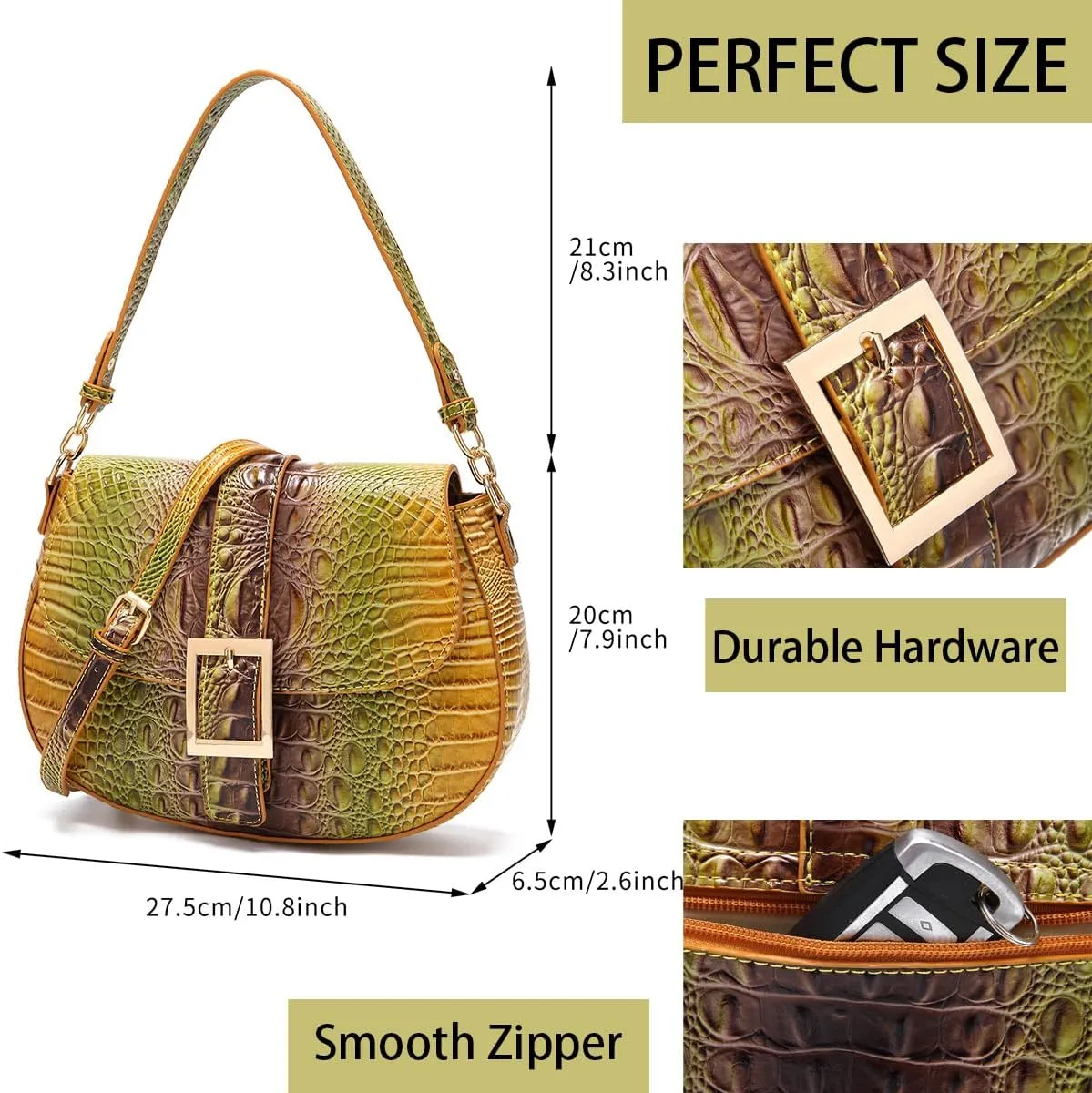 Crocodile Bags for Women Luxury Handbag Flap Purse Small Crossbody handbag for Ladies Gradient Color Shoulder Bag