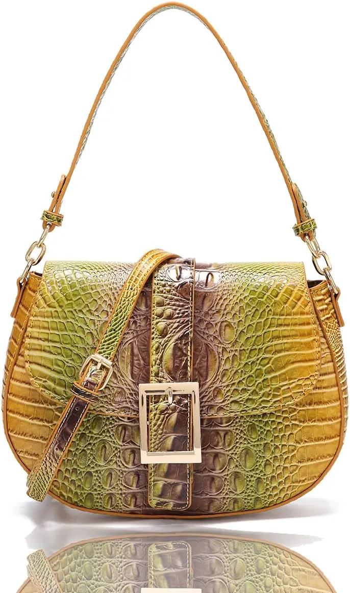 Crocodile Bags for Women Luxury Handbag Flap Purse Small Crossbody handbag for Ladies Gradient Color Shoulder Bag