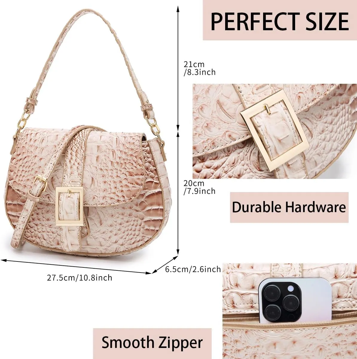 Crocodile Bags for Women Luxury Handbag Flap Purse Small Crossbody handbag for Ladies Gradient Color Shoulder Bag